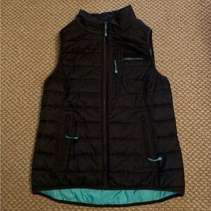 Vineyard Vines Black Vest with Teal Accents